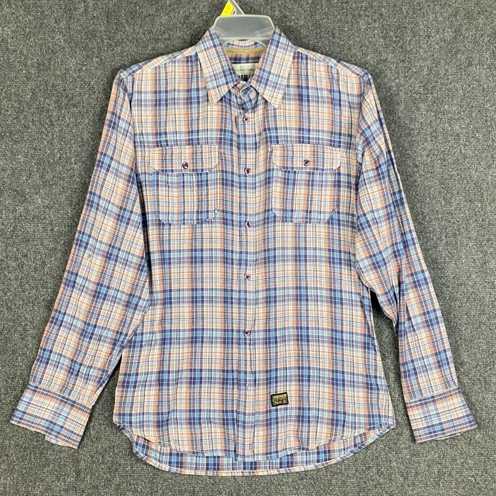 Tankfarm Button Up Shirt Men's Medium Long Sleeve Plaid Cotton Blend M